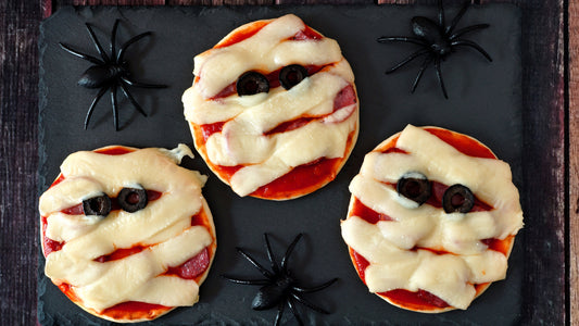 These spooky mummy pizzas are easy to make and delicious.