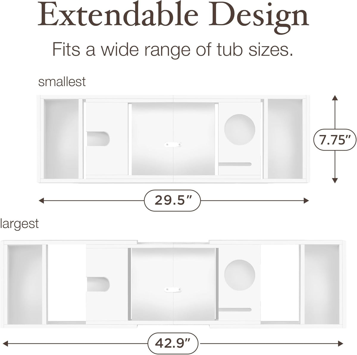 White Bamboo Bathtub Tray Caddy