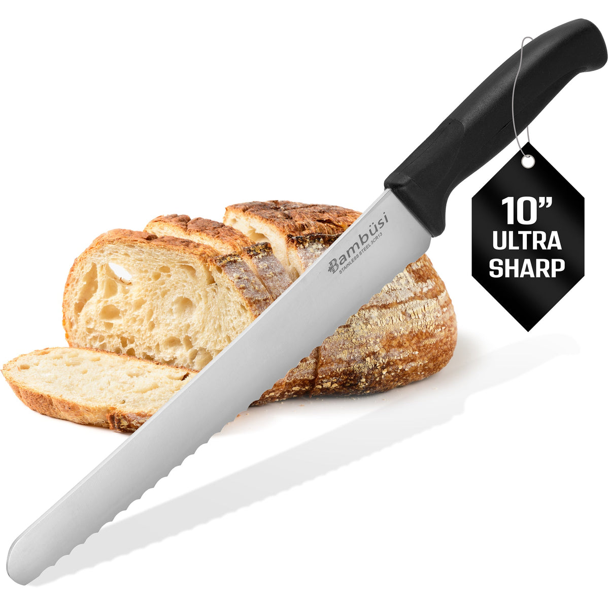 10 inch serrated stainless steel bread knife
