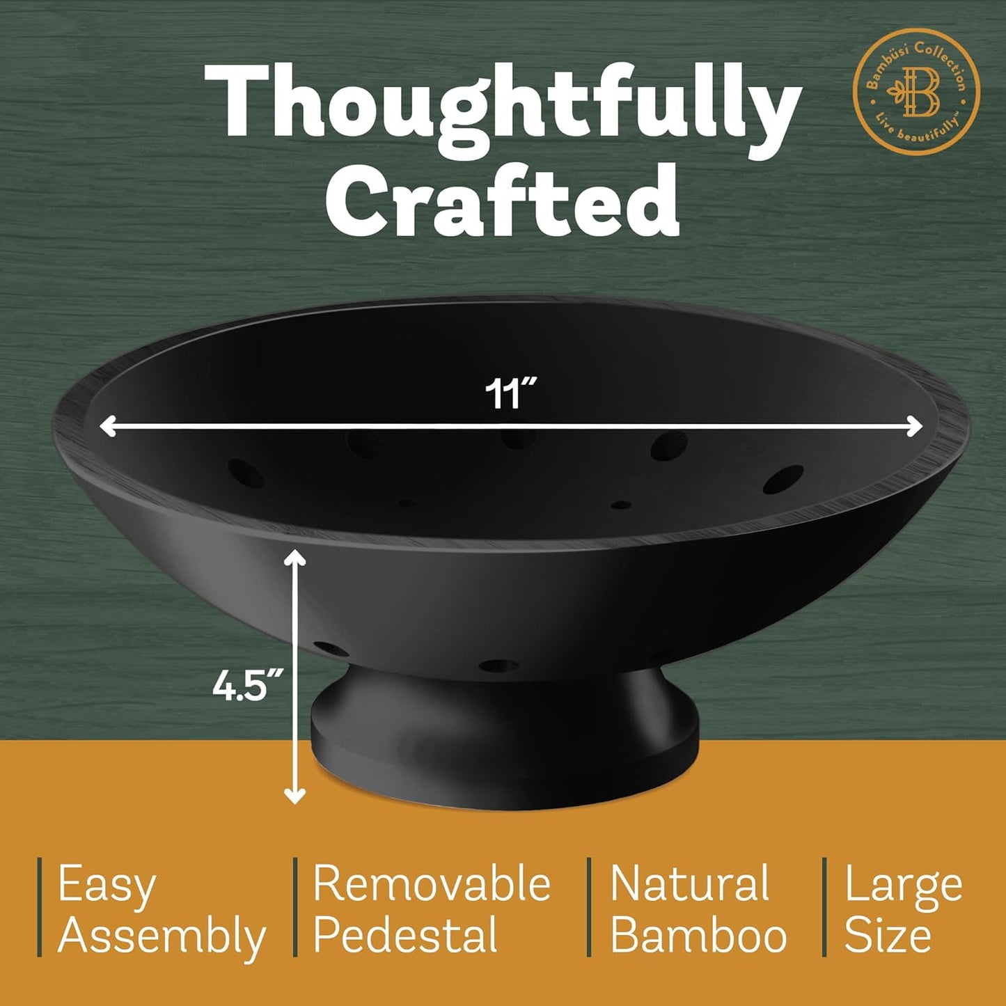 Bambüsi Wooden Pedestal Fruit Bowl