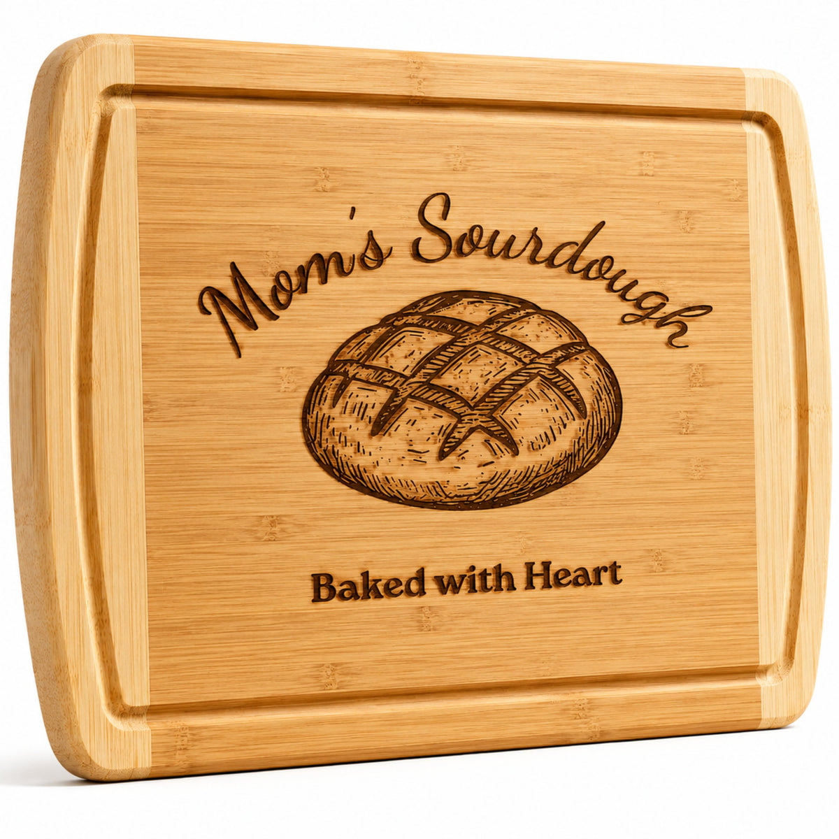Personalized engraved bamboo sourdough bread board