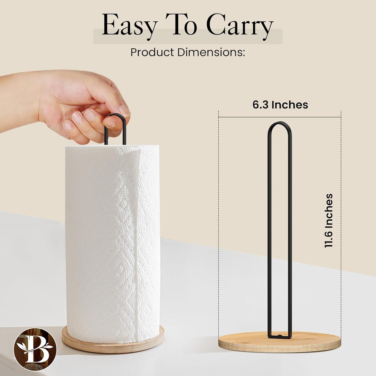 Black Wooden Paper Towel Holder