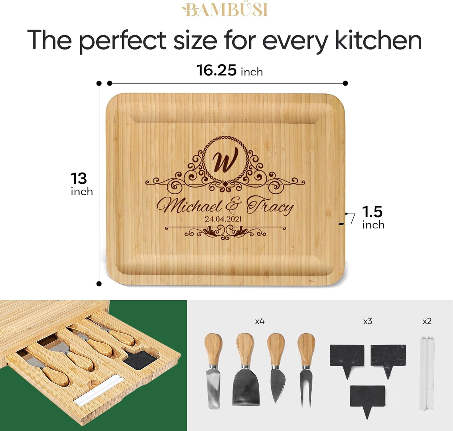 Engraved Bamboo Charcuterie Gift Set