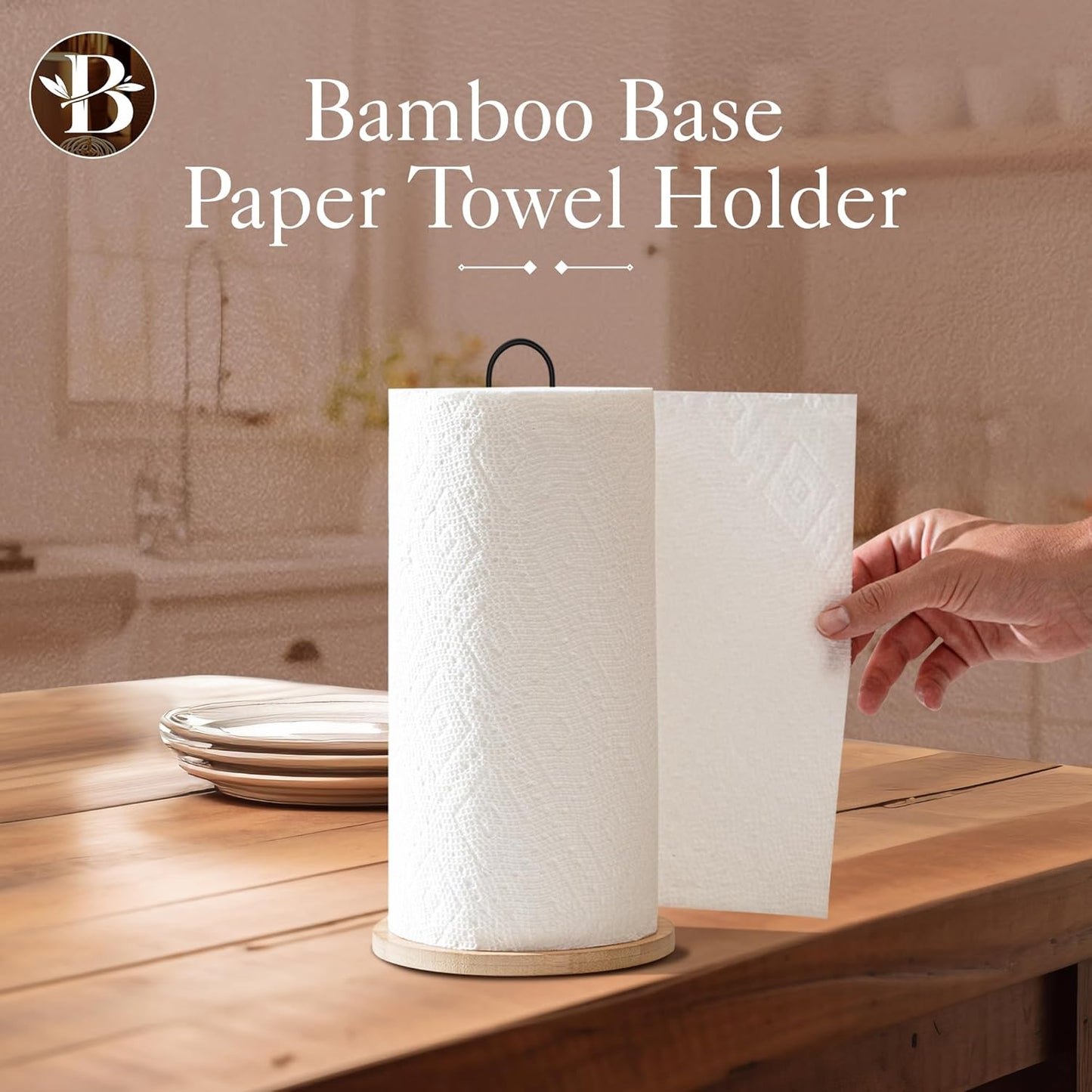 Black Wooden Paper Towel Holder