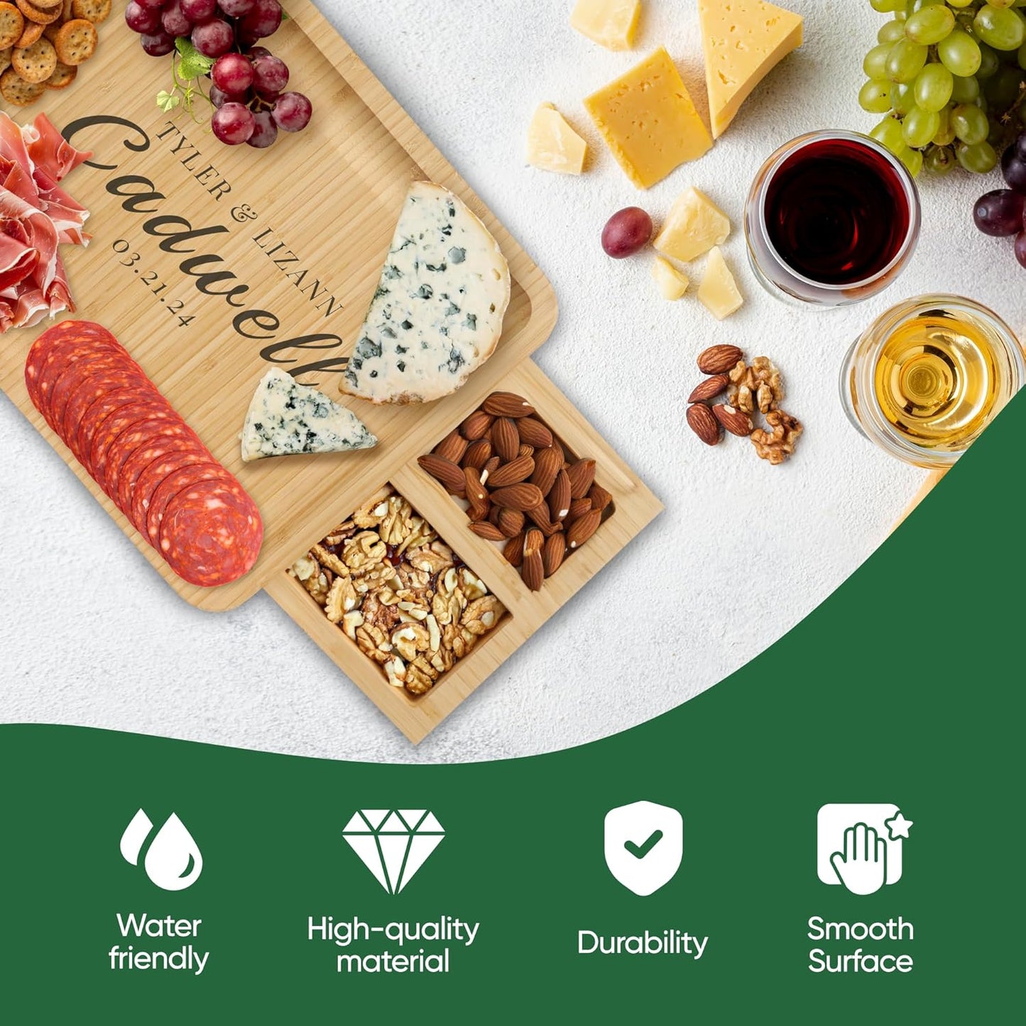 Engraved Bamboo Charcuterie Gift Set