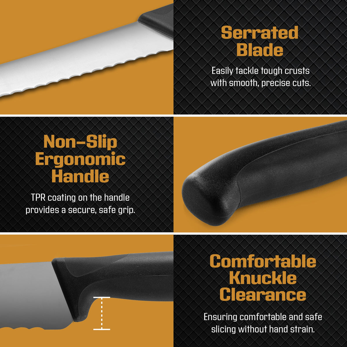 10 Inch Serrated Bread Knife - Stainless Steel Cutter for Sourdough, Baguettes & Homemade Bread