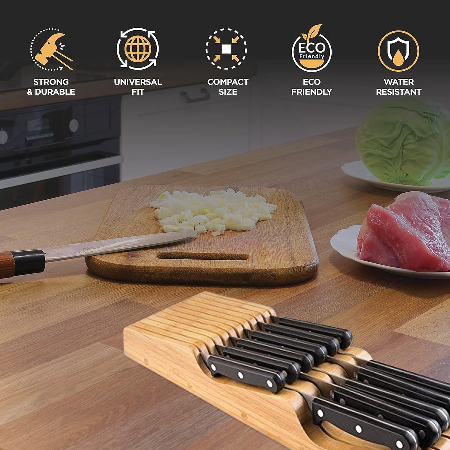 Bamboo Drawer Knife Organizer