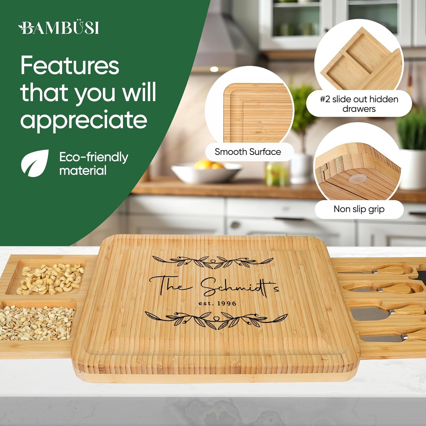 Engraved Bamboo Charcuterie Gift Set