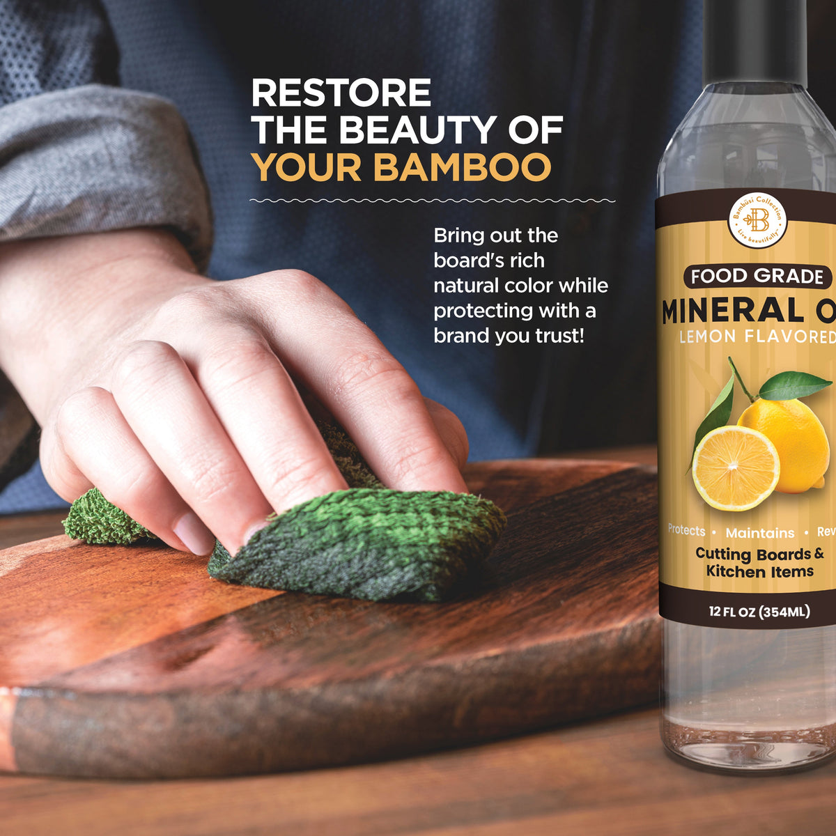 Food Grade Cutting Board Oil – Premium Mineral Oil for Wood, Bamboo & Butcher Blocks by Bambüsi
