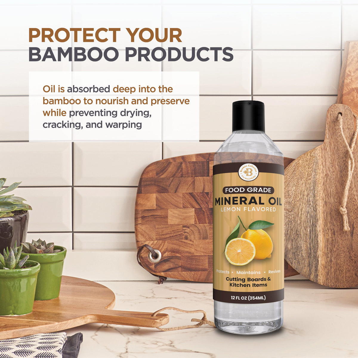 Food Grade Cutting Board Oil – Premium Mineral Oil for Wood, Bamboo & Butcher Blocks by Bambüsi