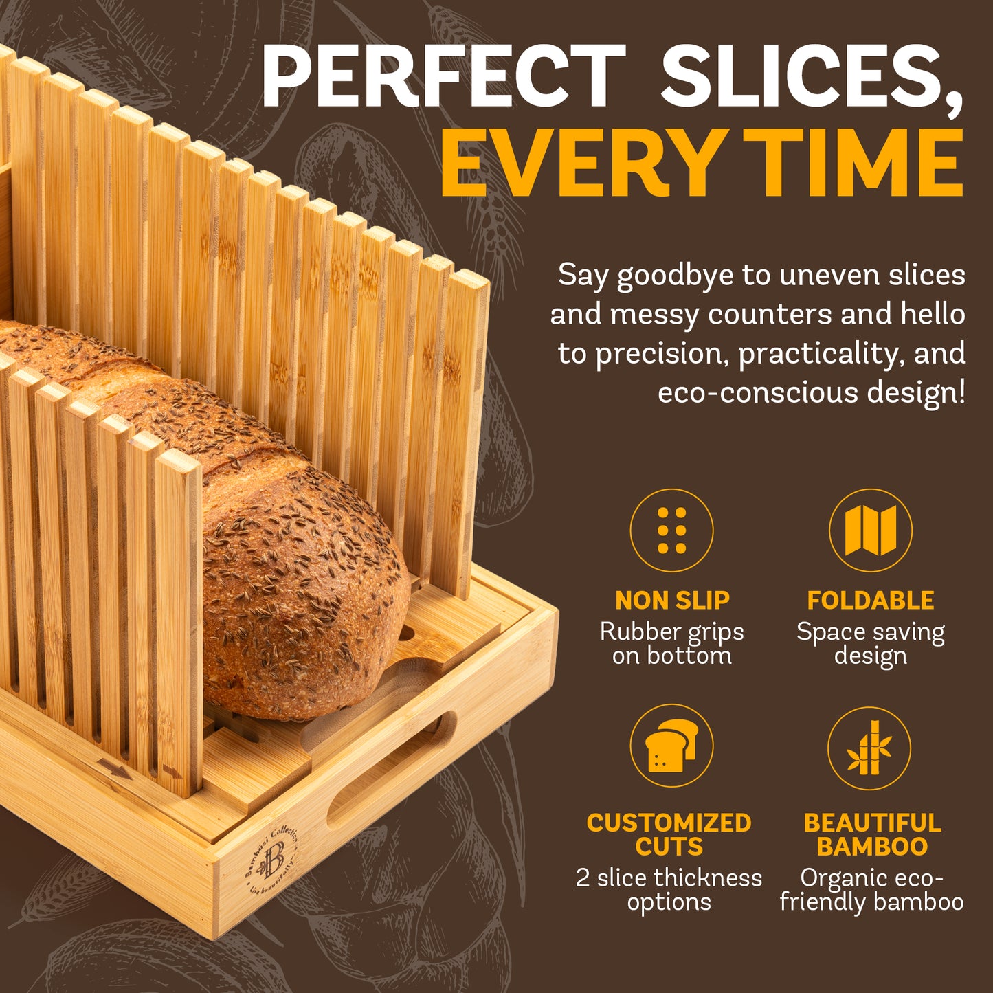 Bamboo Bread Slicer with Crumb Tray