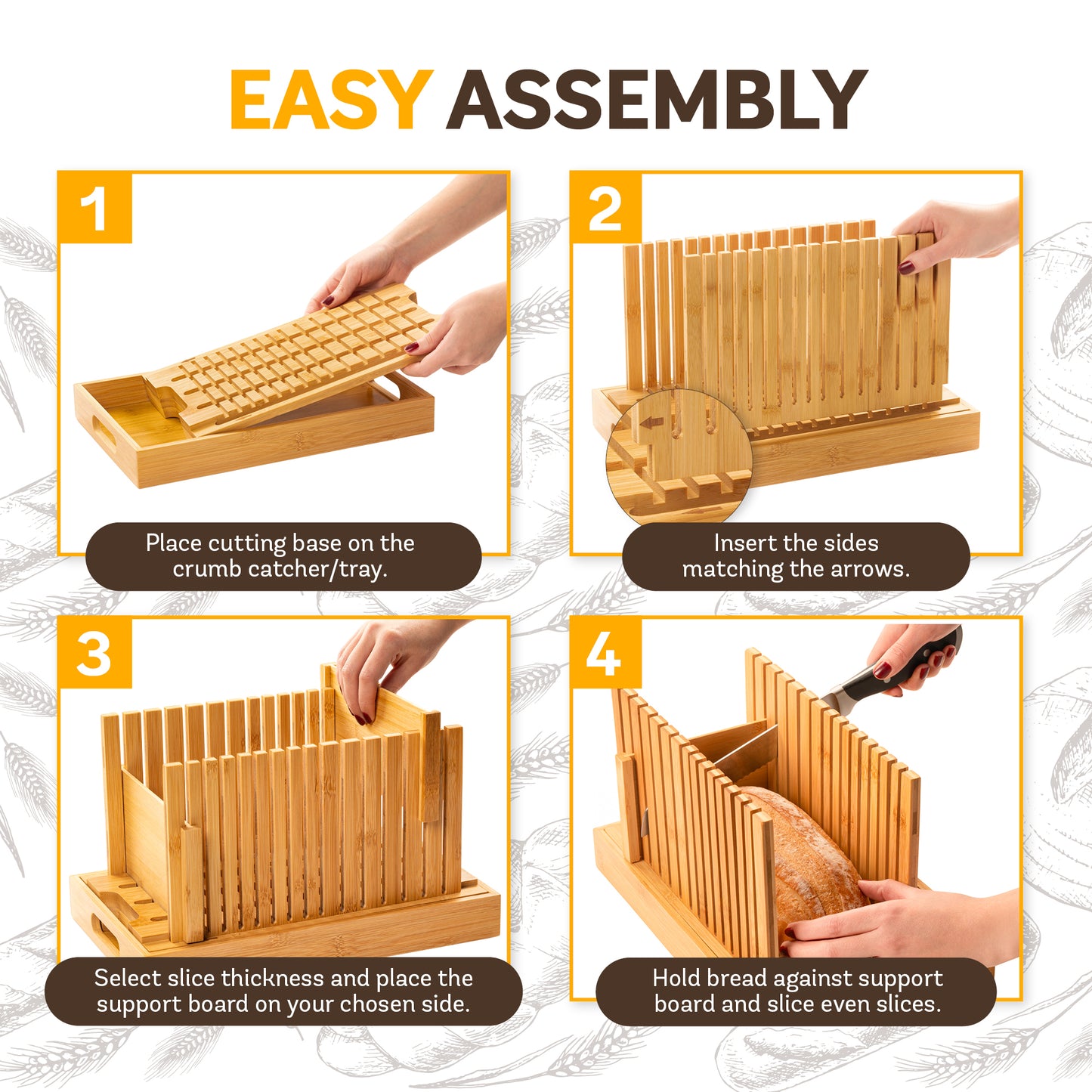 Bamboo Bread Slicer with Crumb Tray