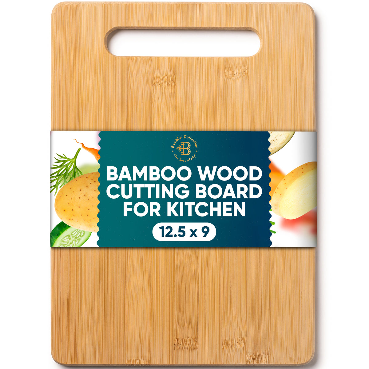 Bamboo cutting board with built in handle