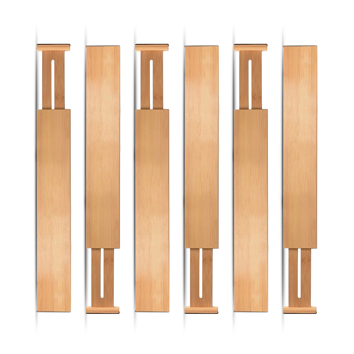 Adjustable Bamboo Drawer Dividers – 6-Pack - Adjustable 17" - 21.5"