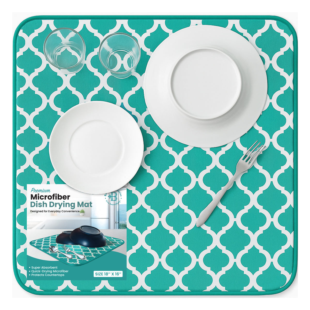 Reversible microfiber dish drying mat