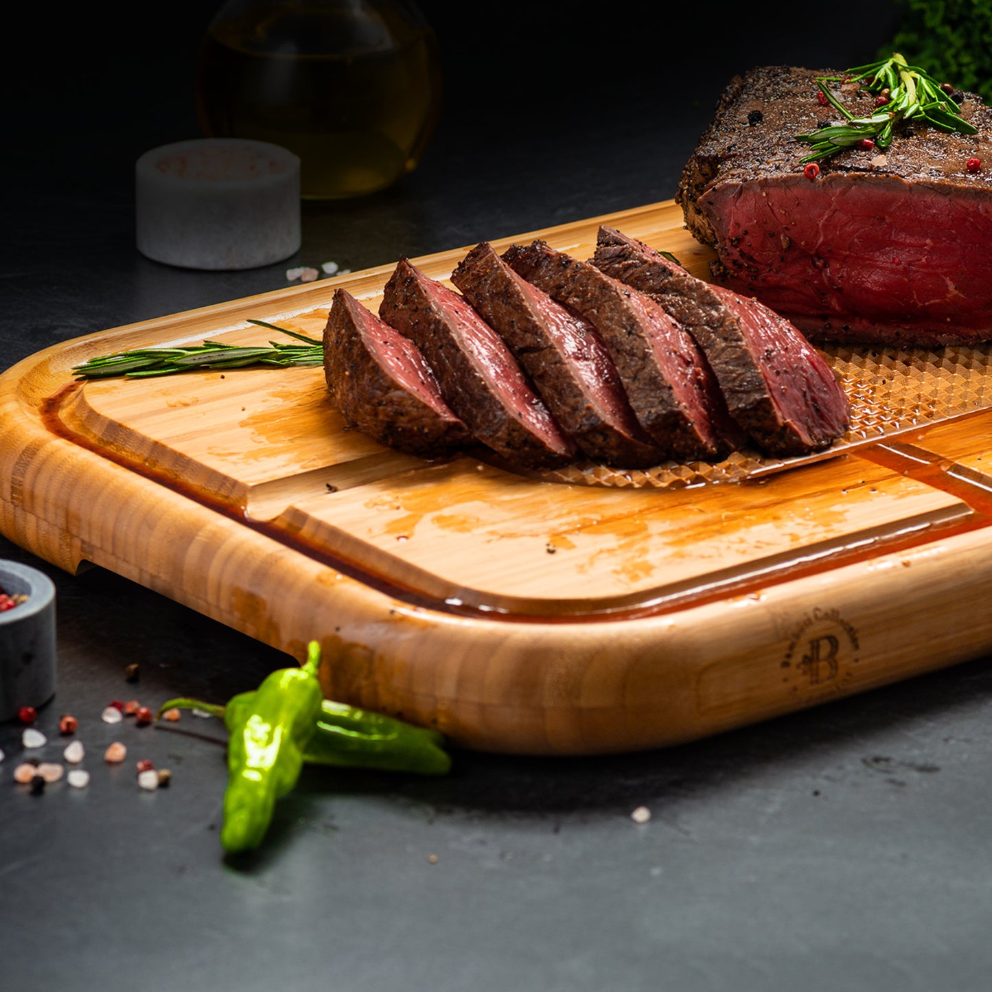 Bamboo Meat Carving Board with Spikes & Juice Groove