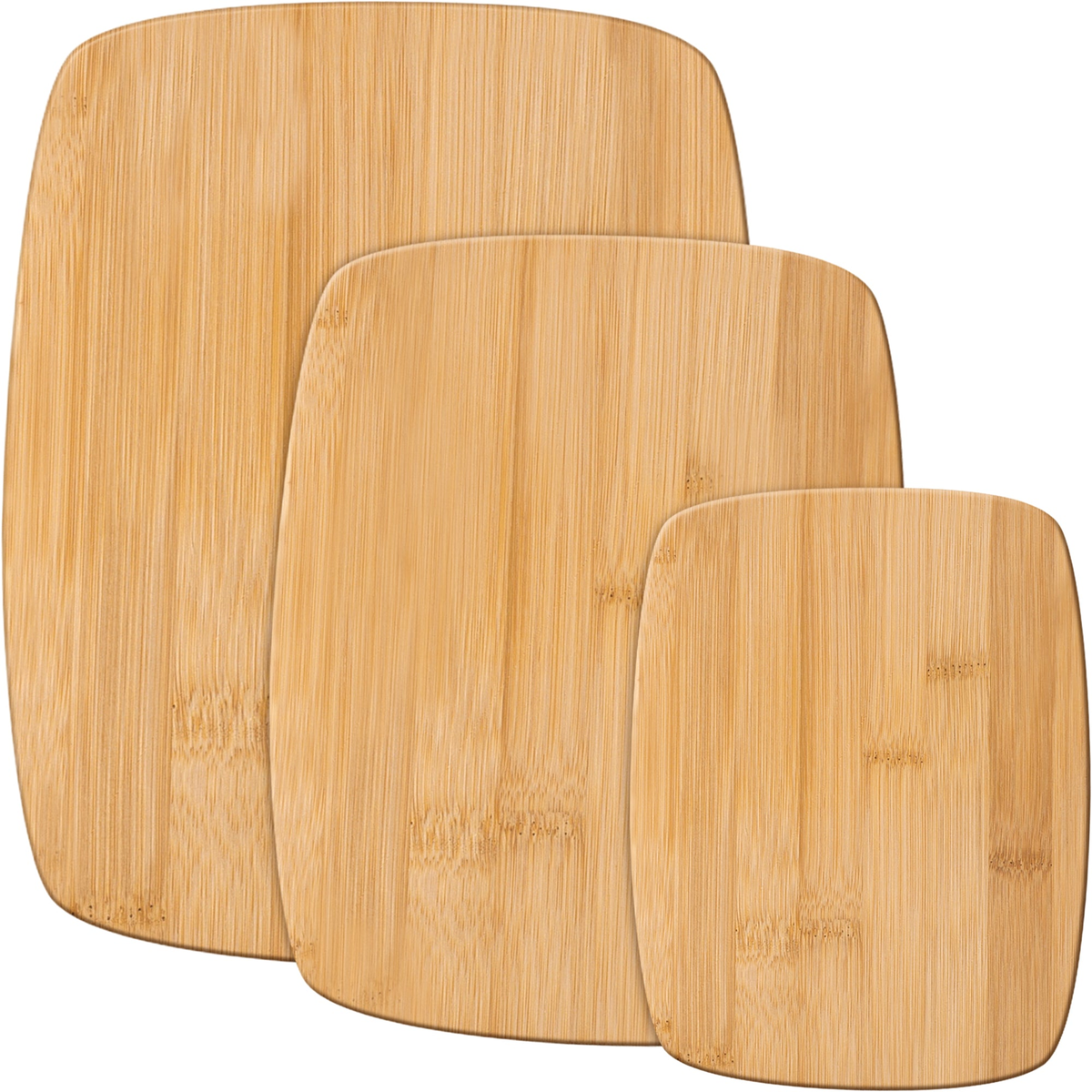 3 piece bamboo cutting board set in three sizes