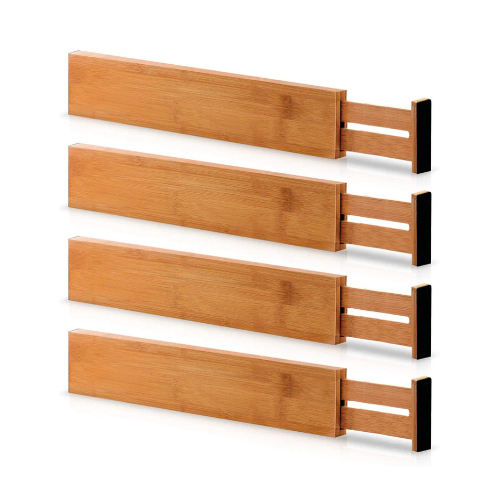 Adjustable Bamboo Drawer Dividers – 4 Pack