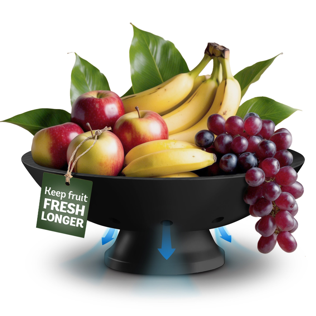 Wooden Pedestal Fruit Bowl - Rustic Bamboo Serving Bowl for Kitchen Table, Snacks, and Decor