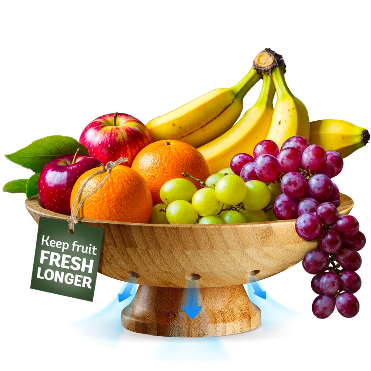 Bamboo pedestal fruit bowl