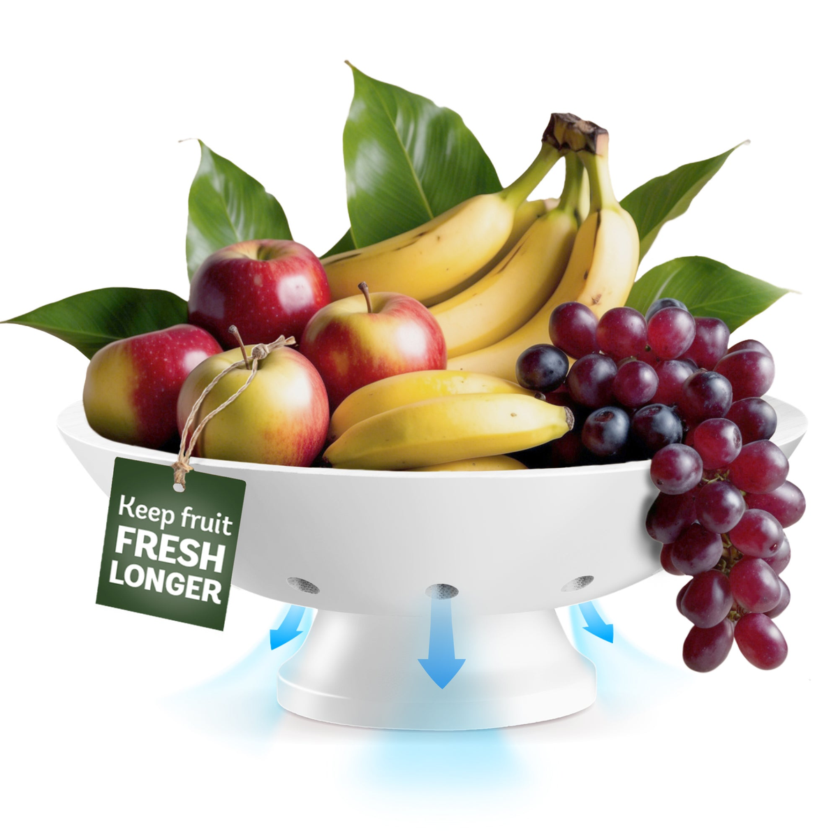 Wooden Pedestal Fruit Bowl - Rustic Bamboo Serving Bowl for Kitchen Table, Snacks, and Decor