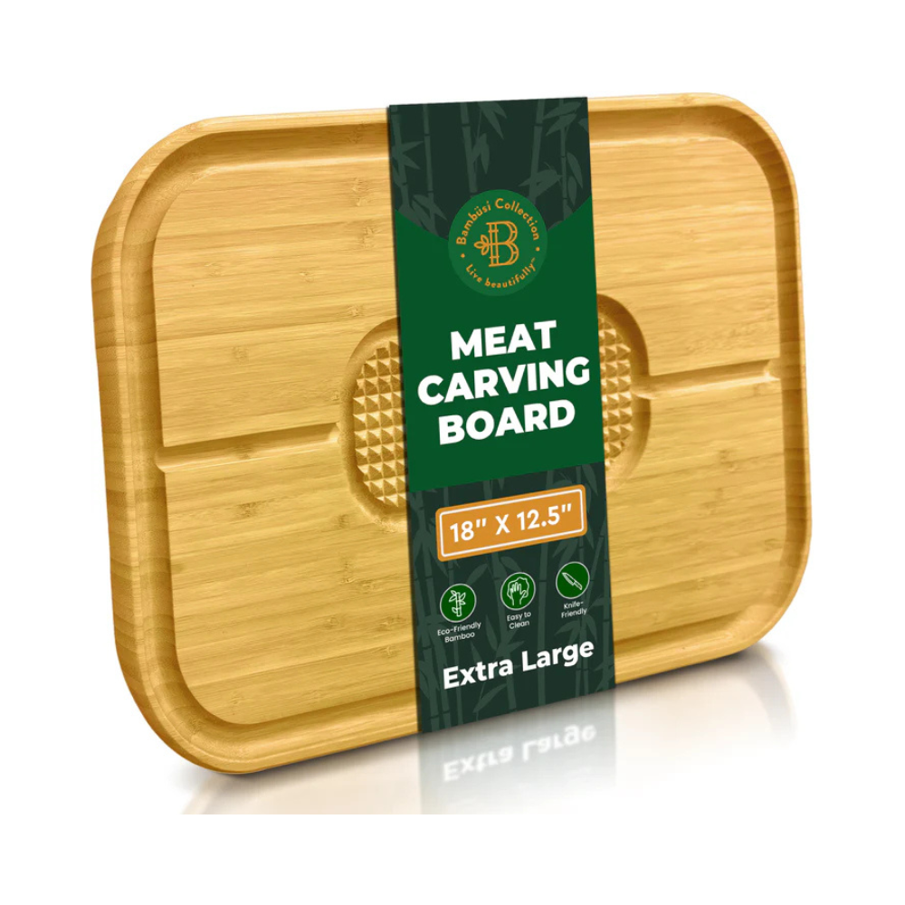 Bamboo Meat Carving Board with Spikes & Juice Groove