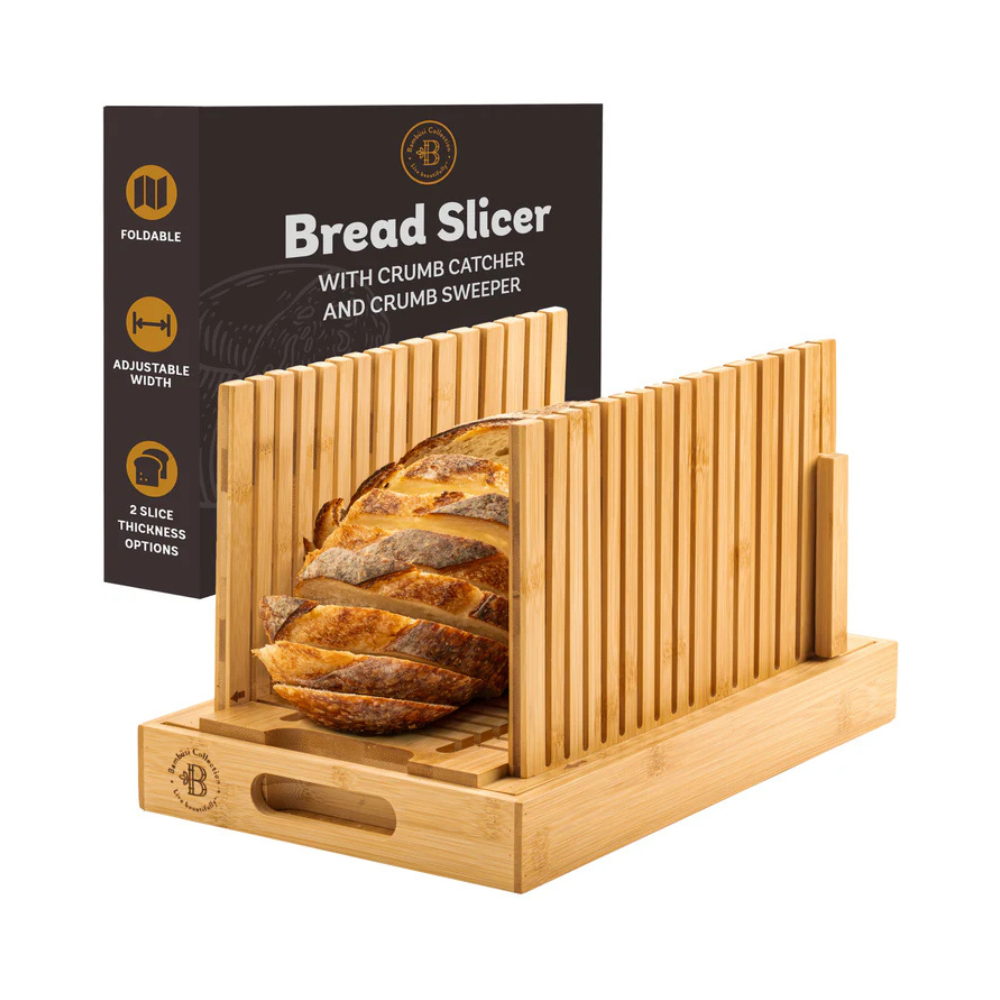 Bamboo Bread Slicer with Crumb Tray