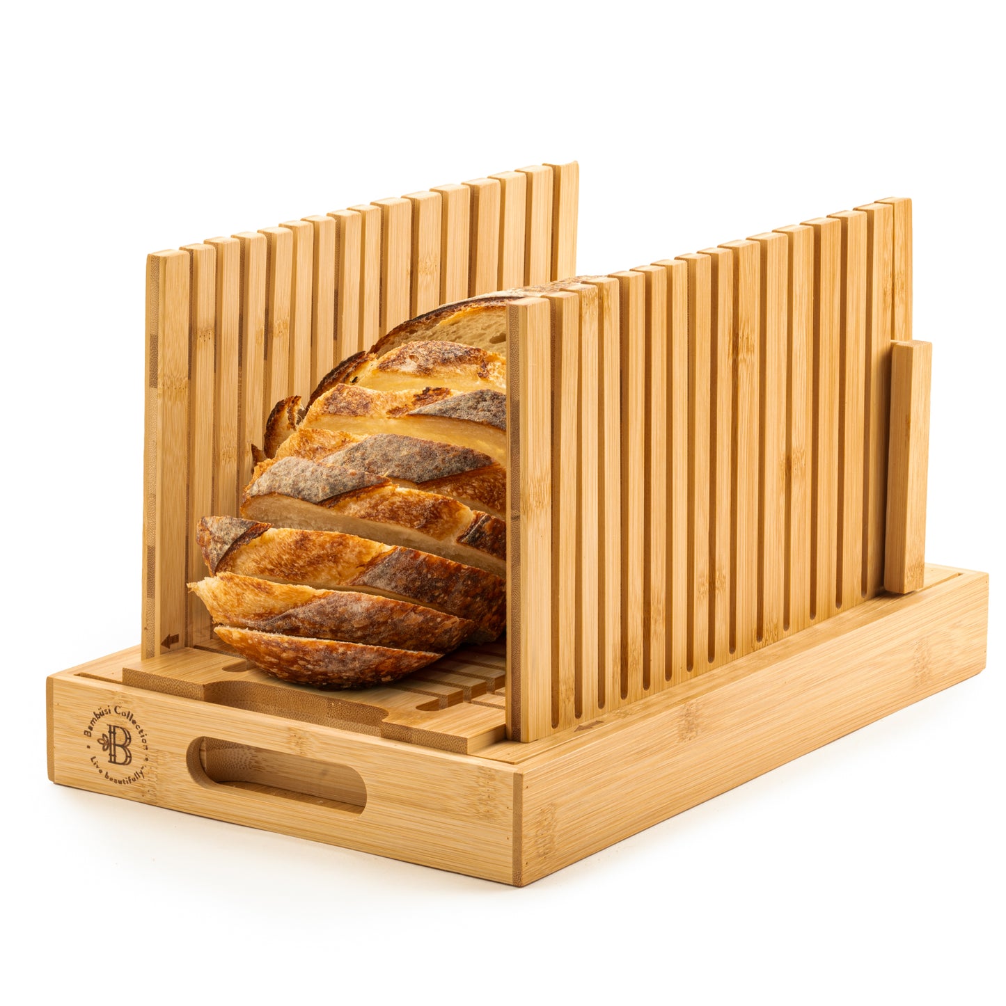 Bamboo Bread Slicer with Crumb Tray