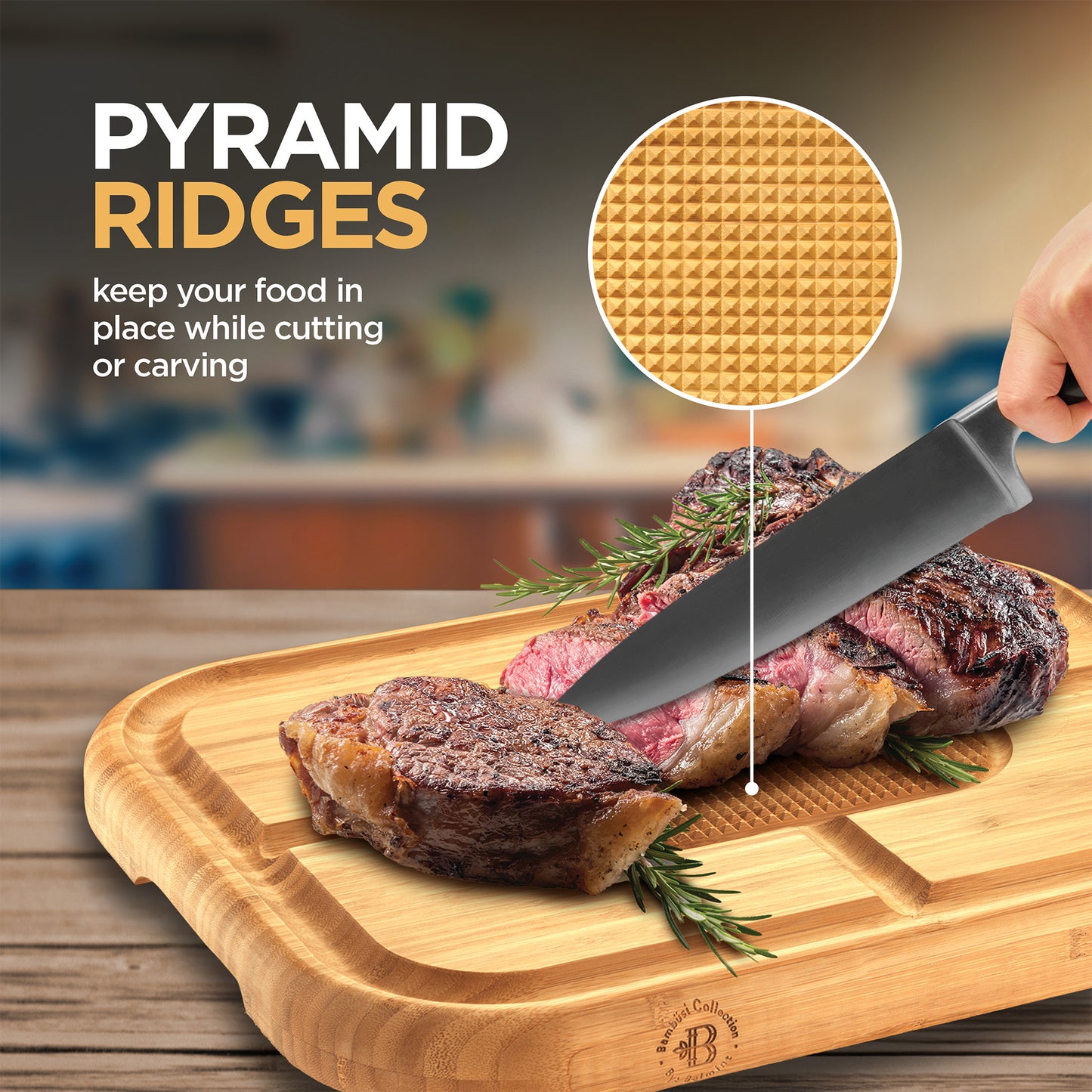 Bamboo Meat Carving Board with Spikes & Juice Groove