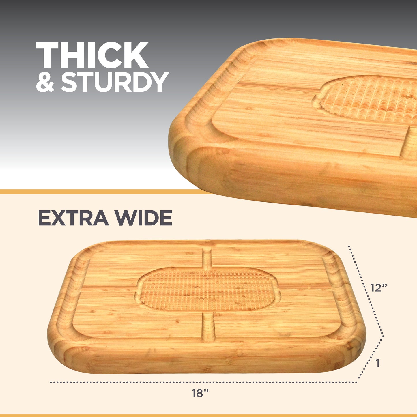Bamboo Meat Carving Board with Spikes & Juice Groove