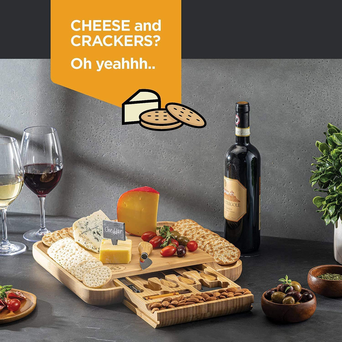 Premium Charcuterie Boards Set - Large Bamboo Cheese Board Set - House Warming Gifts New Home, Wedding Gift for Couple, Bridal Shower Gift, Birthday Gifts for Women