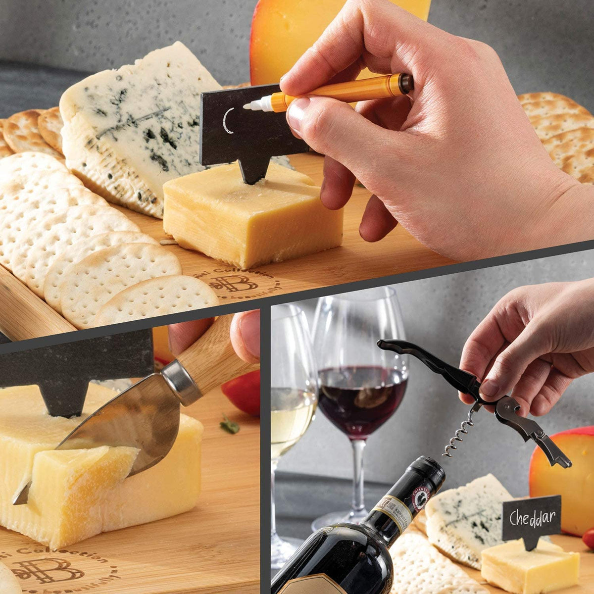 Premium Charcuterie Boards Set - Large Bamboo Cheese Board Set - House Warming Gifts New Home, Wedding Gift for Couple, Bridal Shower Gift, Birthday Gifts for Women