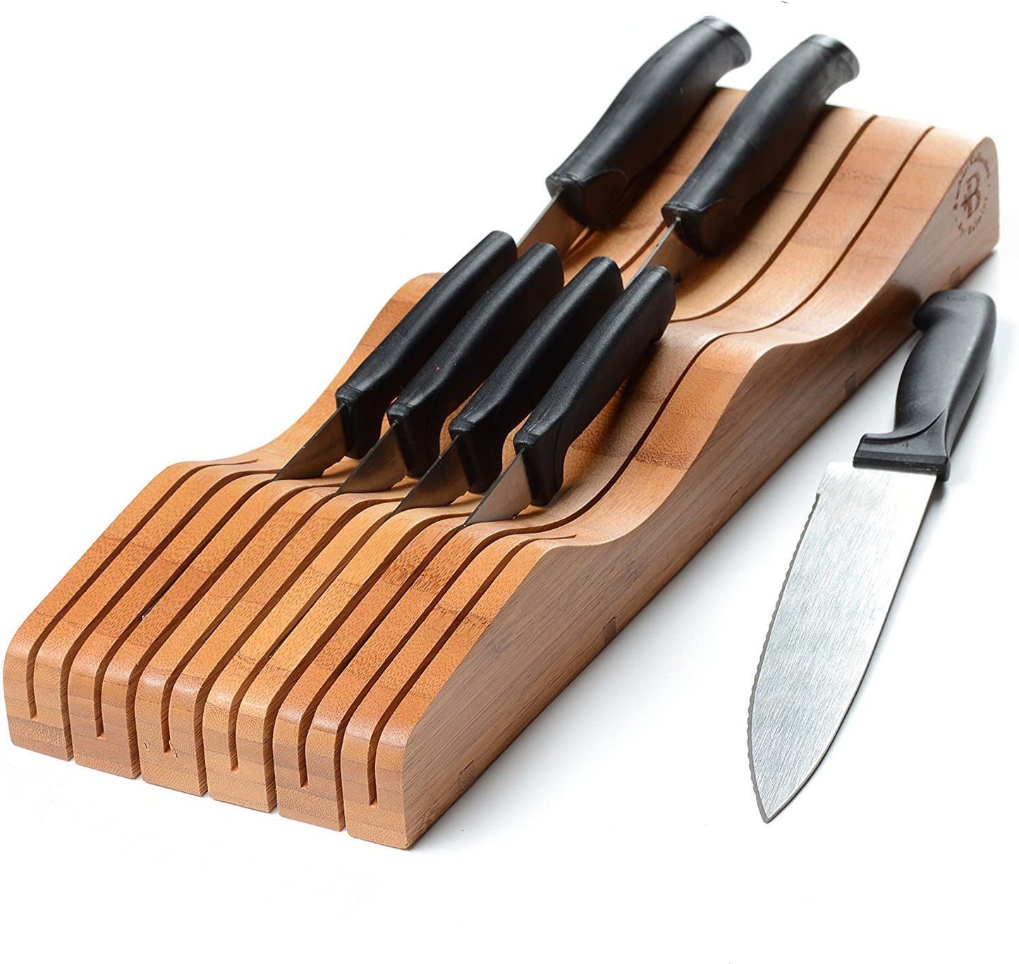 Bamboo In-Drawer Knife Organizer