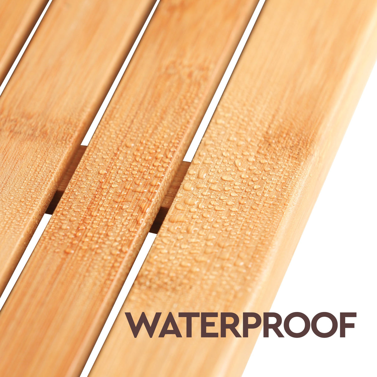Bamboo Bath Mat - Foldable Non-Slip Wooden Shower Mat for Bathroom, Spa and Sauna (24” x 18”)