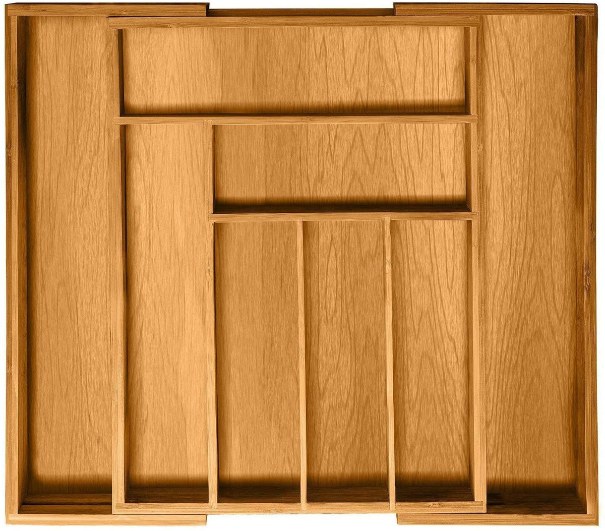 Bamboo Silverware Drawer Organizer for Kitchen Utensils and Knives