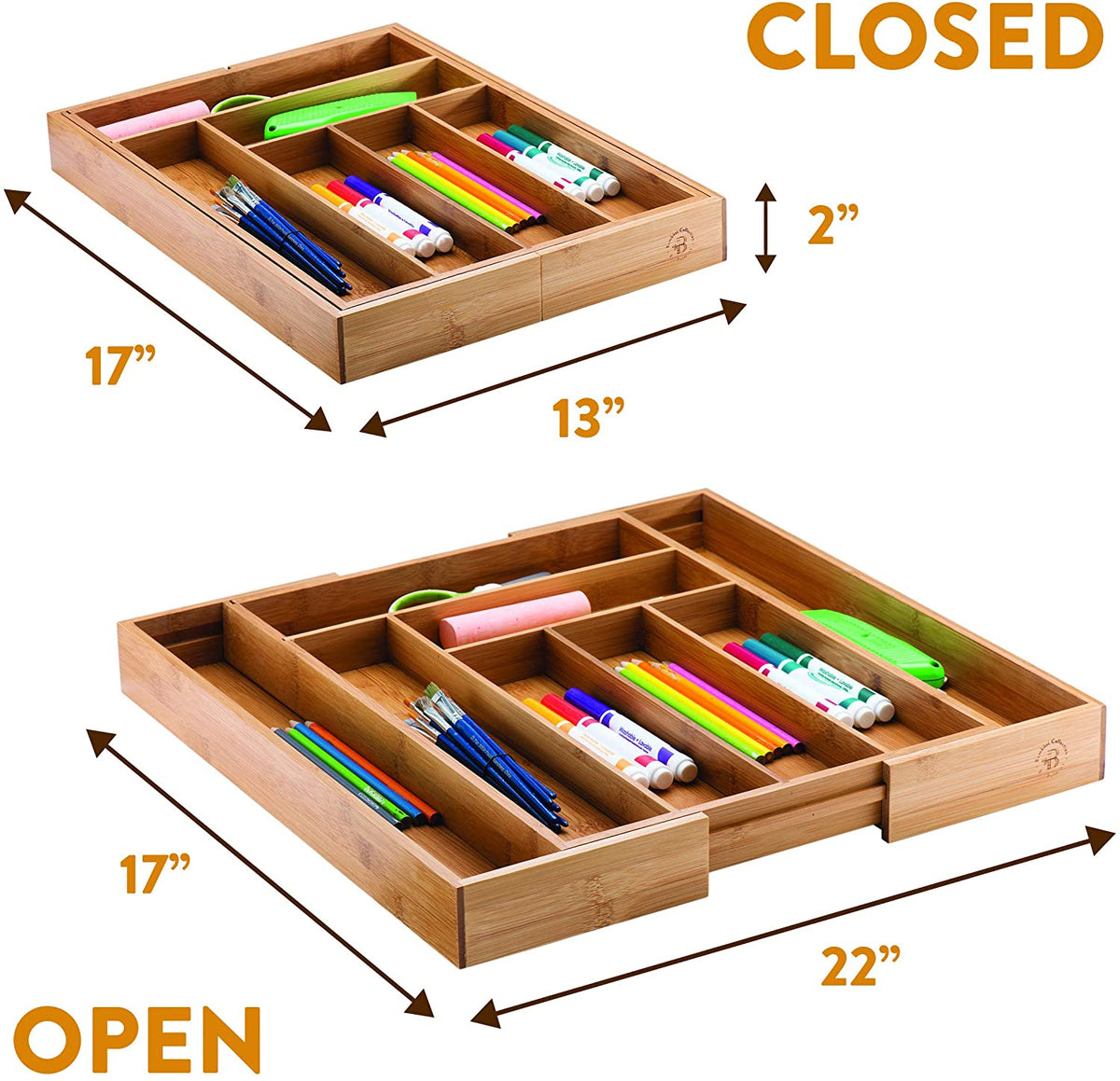 Bamboo Silverware Drawer Organizer for Kitchen Utensils and Knives