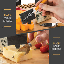 Load image into Gallery viewer, Cheese / Charcuterie Board Set with Slide Out Drawer, Includes - 4 Knives - 3 Slates, 2 Chalks

