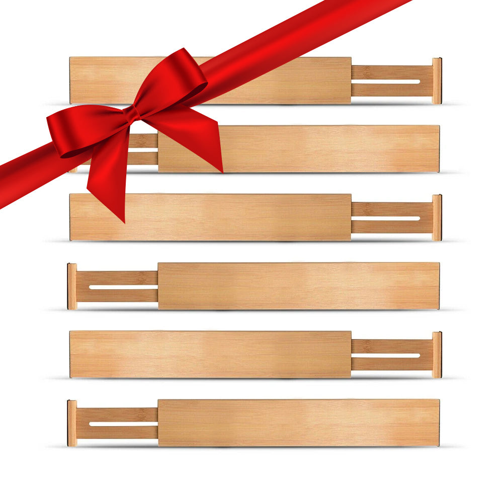 Adjustable Bamboo Drawer Dividers – 6-Pack - Adjustable 17" - 21.5"