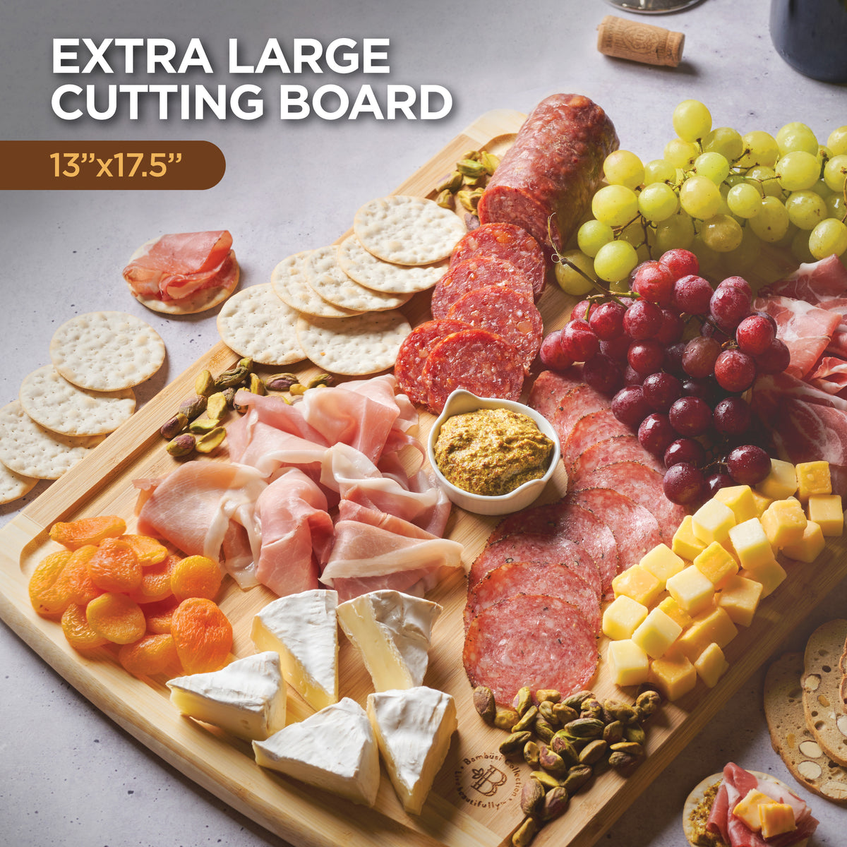 Bamboo Cutting Board with Juice Groove for Kitchen Durable Wooden Chopping Board for Meat Vegetables and Cheese
