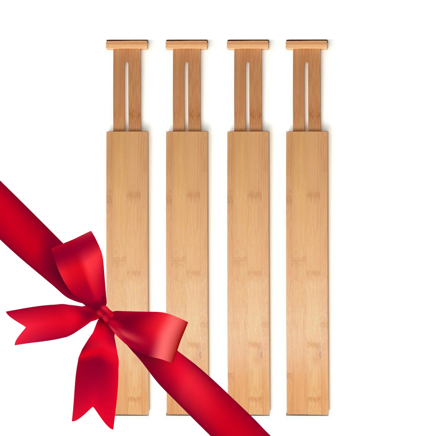 Adjustable Bamboo Drawer Dividers – 4 Pack