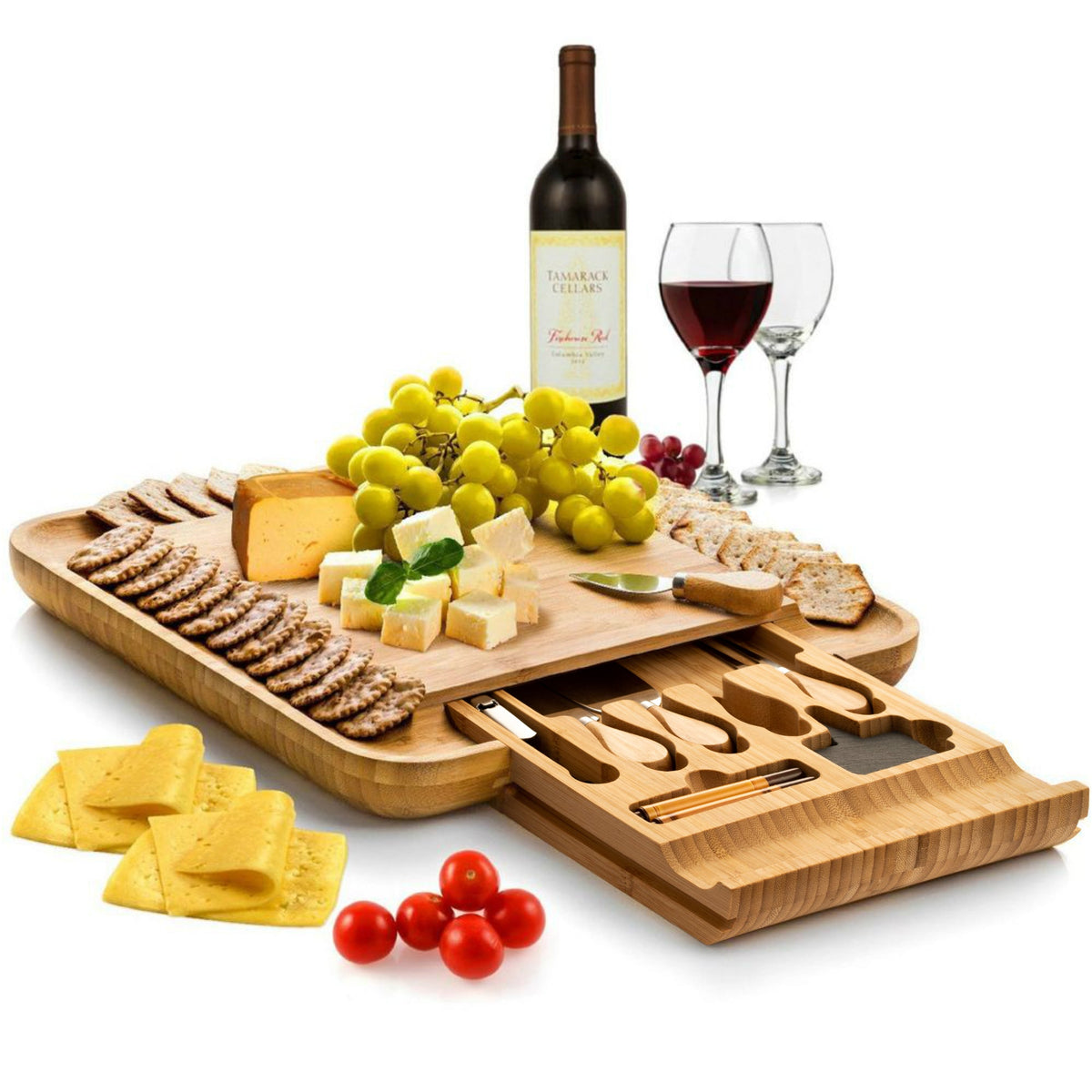 Premium Charcuterie Boards Set - Large Bamboo Cheese Board Set - House Warming Gifts New Home, Wedding Gift for Couple, Bridal Shower Gift, Birthday Gifts for Women