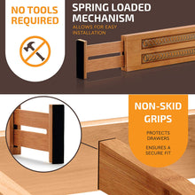 Load image into Gallery viewer, Small Adjustable Bamboo Drawer Organizer (4-Pack)

