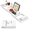 White Bamboo Bathtub Tray Caddy