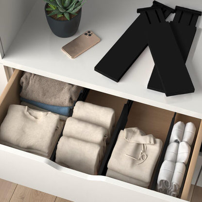 6 Pack Adjustable Bamboo Drawer Dividers 6” High Expandable Organizers for Kitchen Utensils, Clothes & Office Drawers