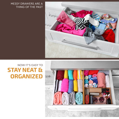 Adjustable Bamboo Drawer Dividers – 6-Pack