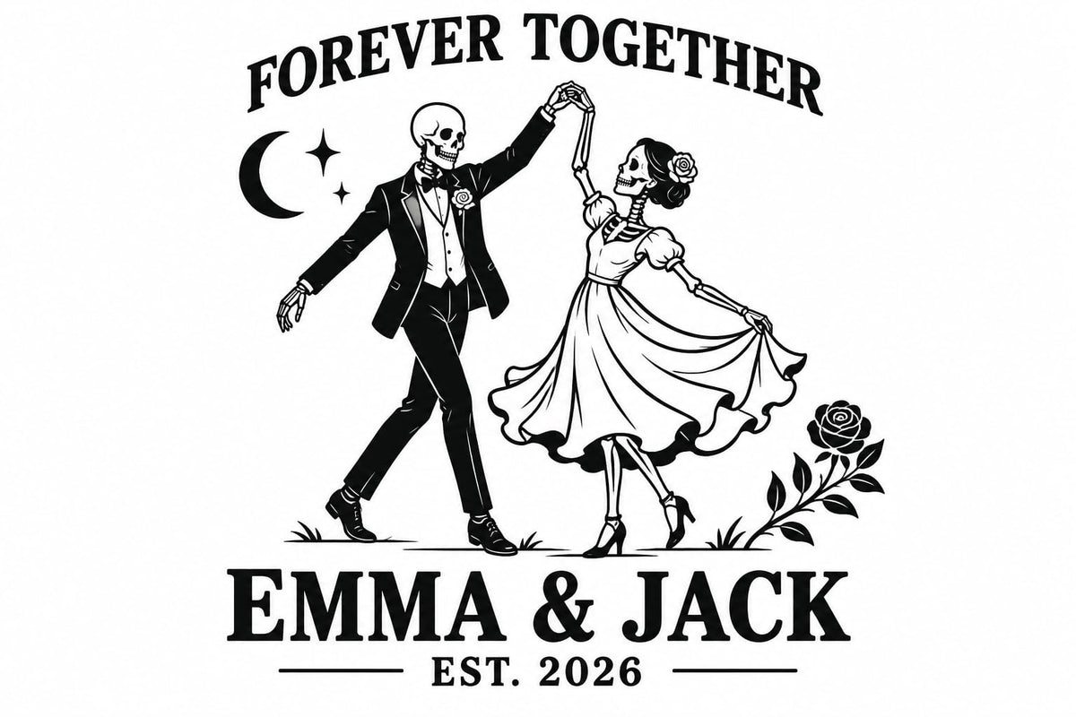 Halloween design options for a personalized couples cutting board