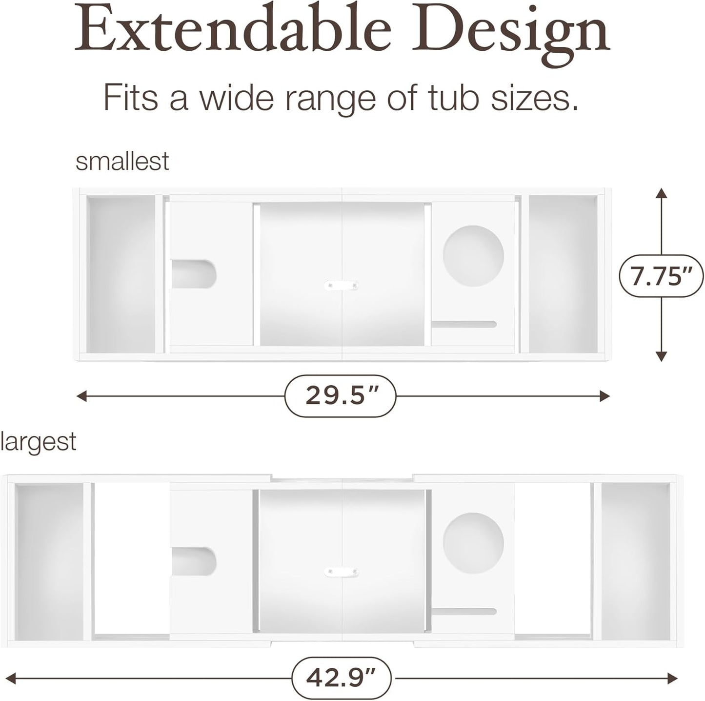 White Bamboo Bathtub Tray Caddy