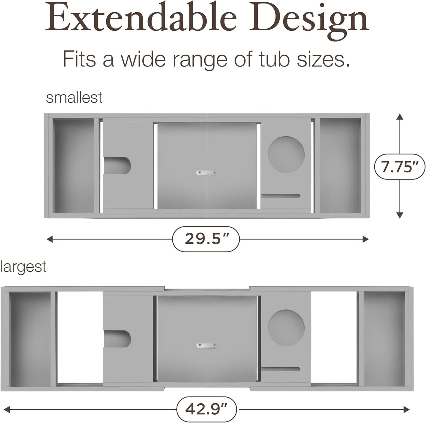 Gray Bamboo Bathtub Tray Caddy