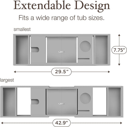 Gray Bamboo Bathtub Tray Caddy