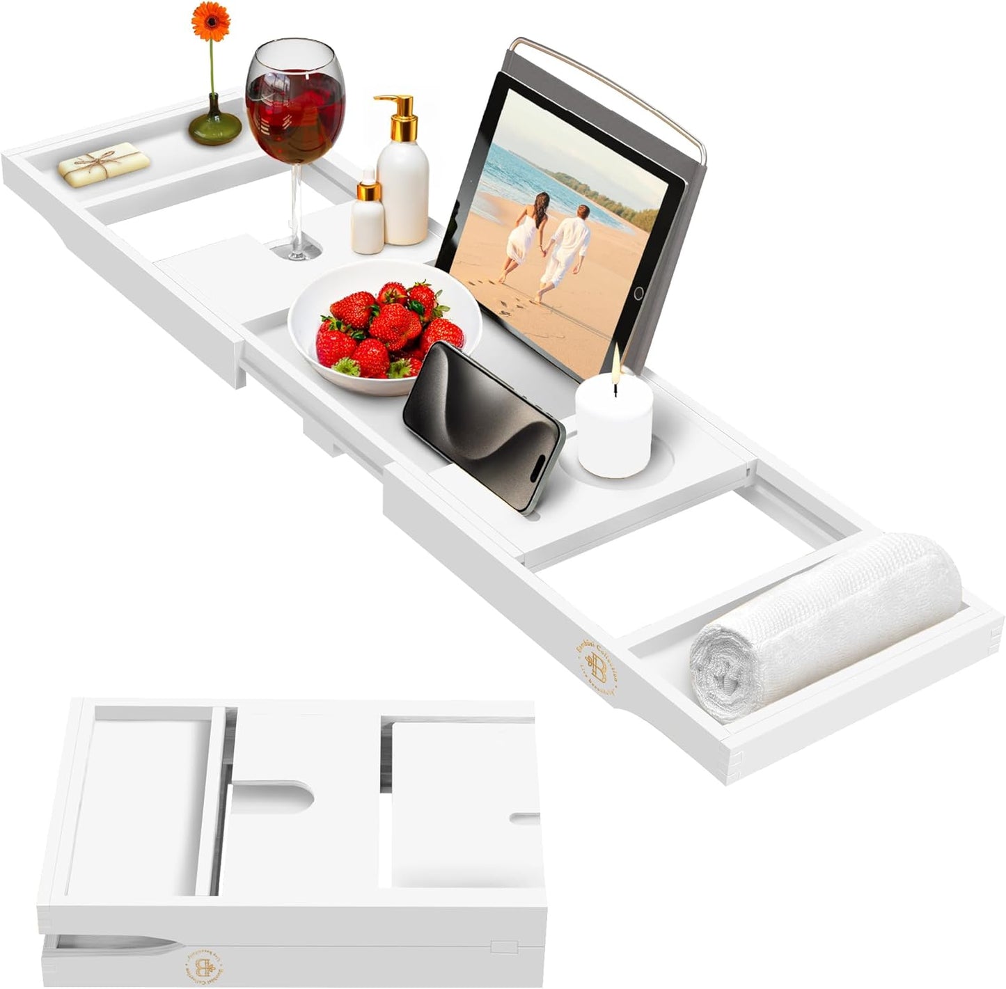 Foldable Bamboo Bathtub Tray